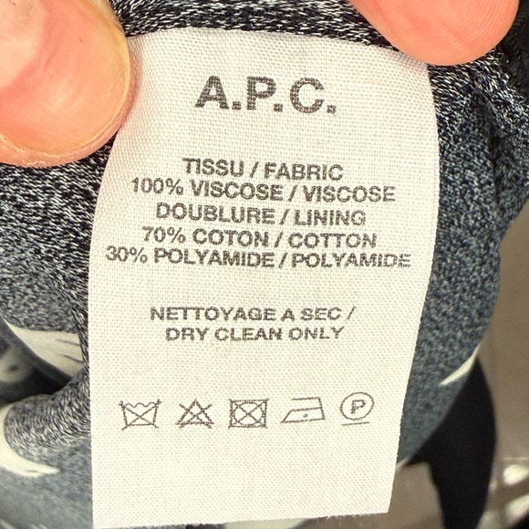 A.P.C. Black Long Sleeve Midi Dress with Cream Floral Print size 36 (US 4) - Picture 6 of 6